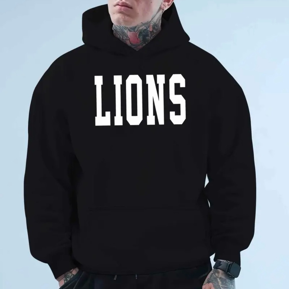 Detroit “Lions” warm hooded Men’s hooded sweatshirt Black size Xl New